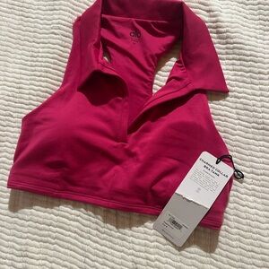 ALO Yoga Women's Pink Collared Sports Bra